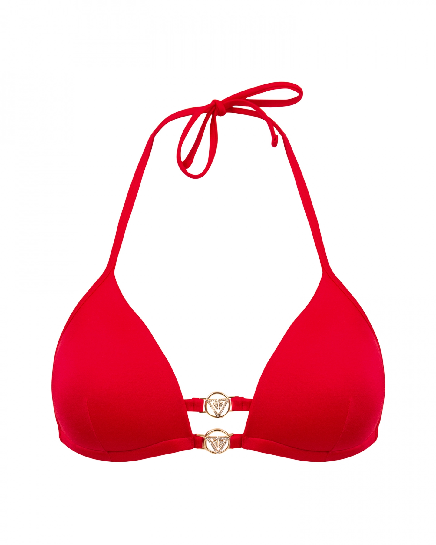 Red Push Up Triangle Bikini Top With Golden Logo S Vivien Vance